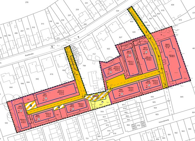 Bebauungsplan Wohngebiet an der Raafstraße in Aachen-Lichtenbusch.